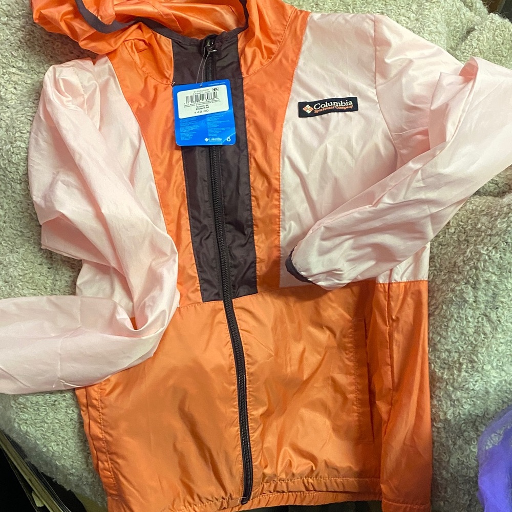 Columbia Kids' Vibrant Orange and Light Pink Raincoat
